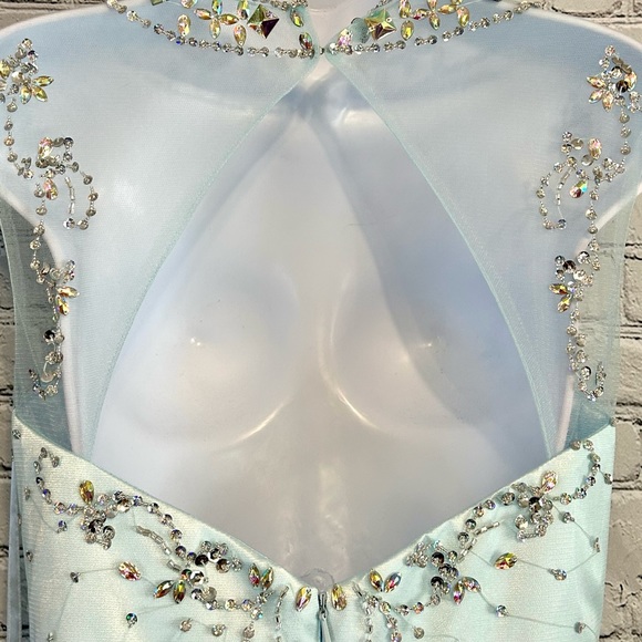 NWT Blue Beaded Illusion Tulle Prom / Formal / Cocktail Dress- Sz 6 - Picture 14 of 15
